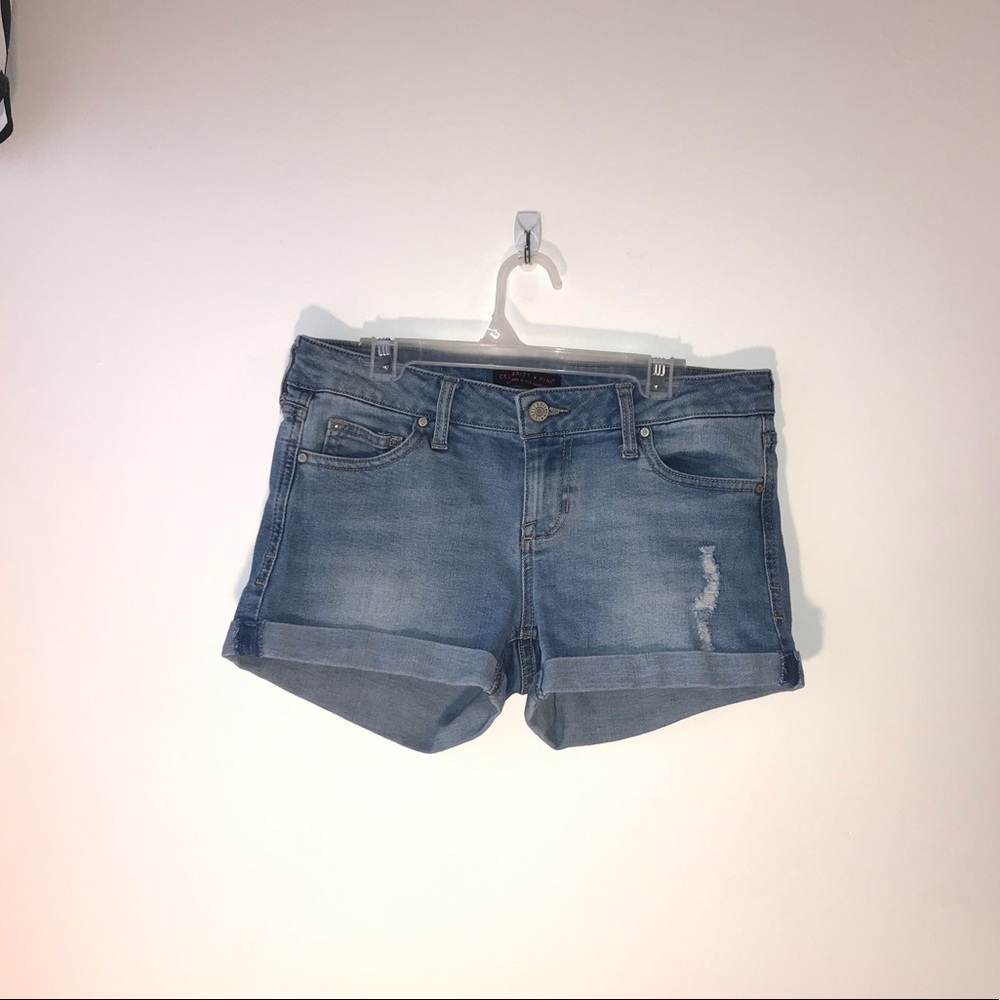 Girls Mid-Rise Light Wash Ripped Jean Shorts